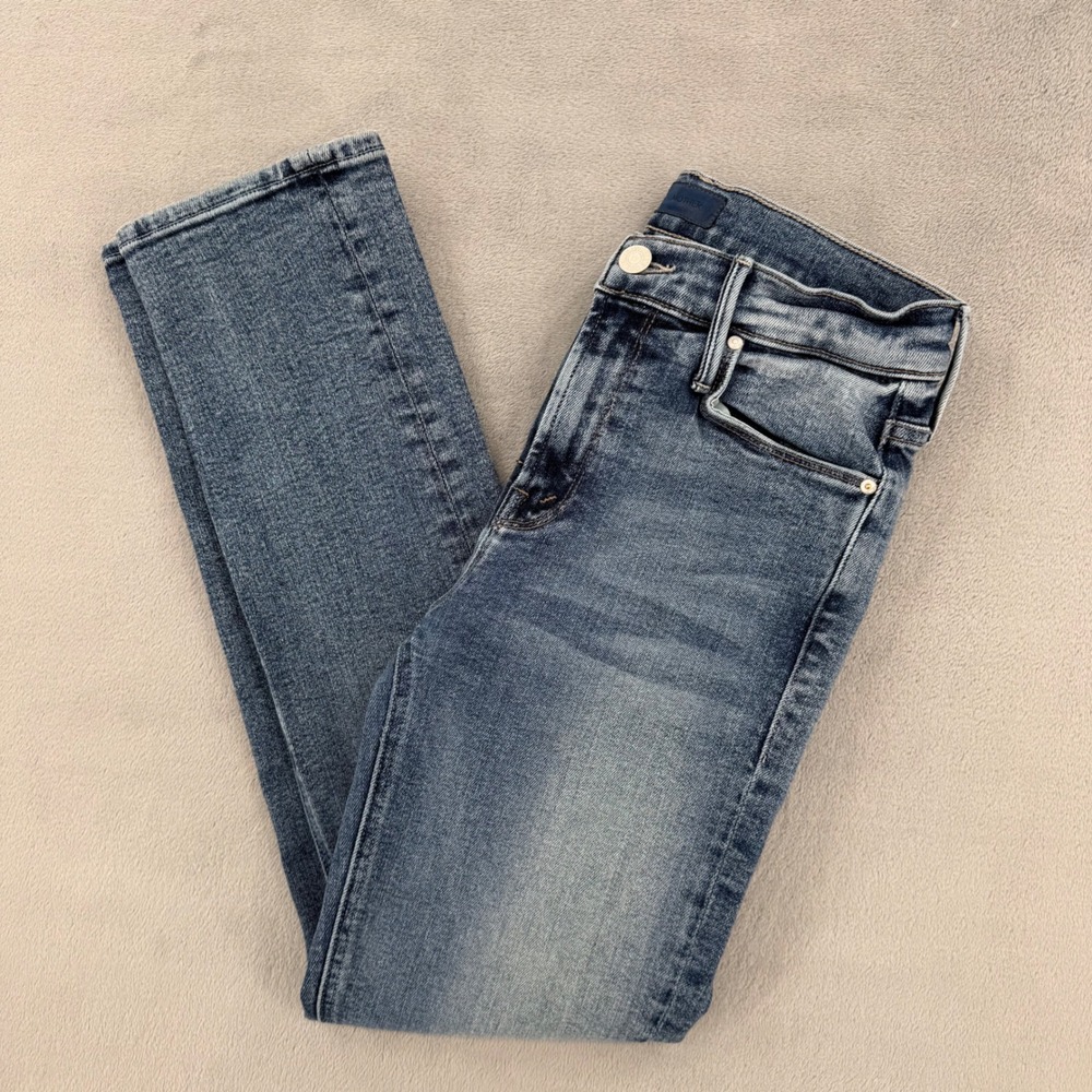 Mother The Midle Rise Dazzler Ankle Jeans Womens 25 Medium Wash Blue Strech